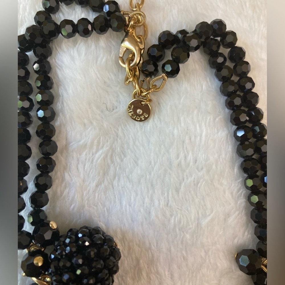 Talbots Black Crystals Statement Bib Necklace - image 7